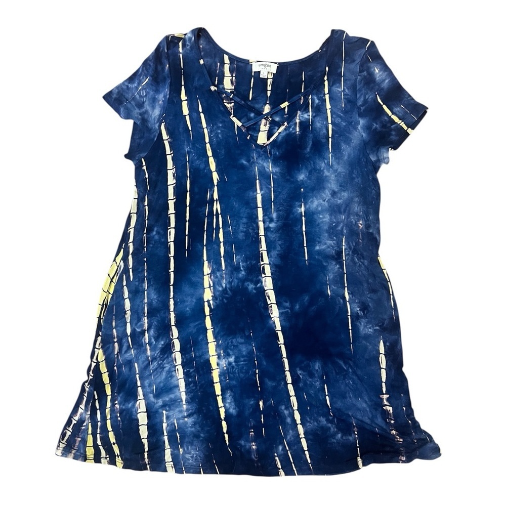 Umgee Women's Tunic Blue Top Tie Dye Sz L
